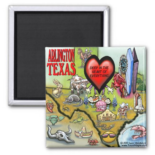 Arlington Texas Cartoon Map Magnet