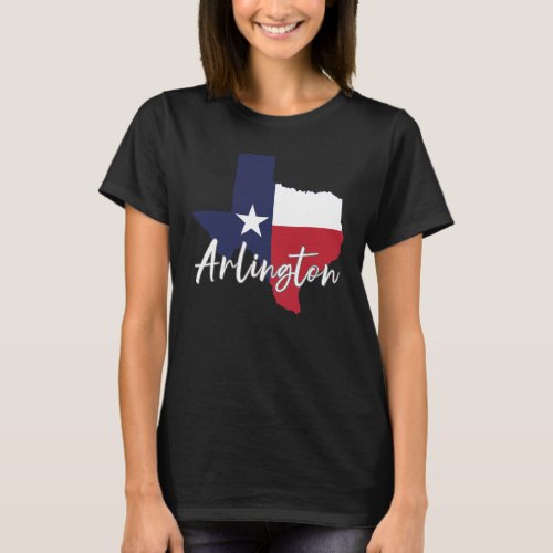 Arlington Texas Flag Map Womens Black T_Shirt