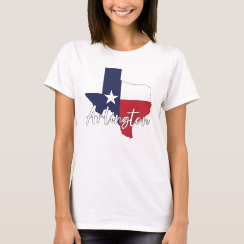 Arlington Texas Flag Map Womens White T_Shirt