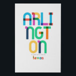 Arlington Texas Mid Century, Pop Art, Faux Canvas Print<br><div class="desc">Arlington Texas classic retro throwback style from the 60s 70s and 80s. Bright primary colors in the 20th-century abstract art style with simple geometric elements. Vintage pop art. Simple bold,  wear your hometown out loud.</div>
