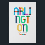 Arlington Texas Mid Century, Pop Art, Faux Canvas Print<br><div class="desc">Arlington Texas classic retro throwback style from the 60s 70s and 80s. Bright primary colors in the 20th-century abstract art style with simple geometric elements. Vintage pop art. Simple bold,  wear your hometown out loud.</div>