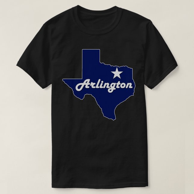Arlington Texas Navy Blue Lone State Map TShirt (Design Front)