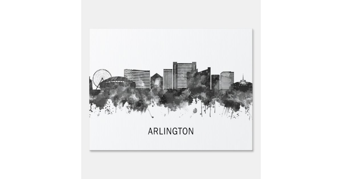 Arlington Texas Skyline BW Sign Zazzle