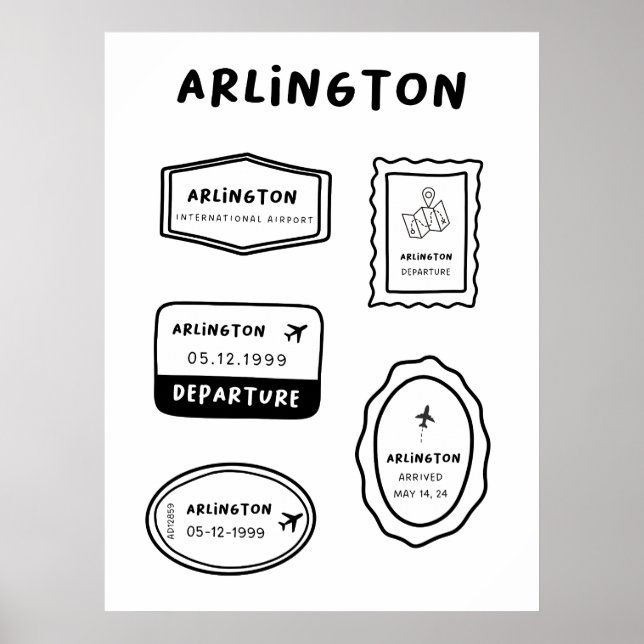 Arlington - Travel Stamp Collection | Minimalist  Poster (Front)