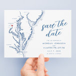 Arlington Virginia Map Modern Wedding Save The Date<br><div class="desc">Announce your wedding in Arlington, VA with elegance and style using our modern navy blue Chesapeake Bay map-themed photo save the date! Perfect for weddings in Arlington, VA, this customizable design captures the essence of the Chesapeake Bay region. Highlighting iconic venues like Top of the Town, The Westin Arlington Gateway,...</div>