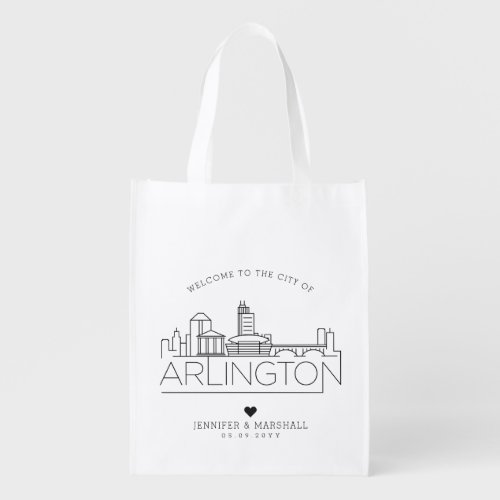 Arlington Wedding  Stylized Skyline Grocery Bag