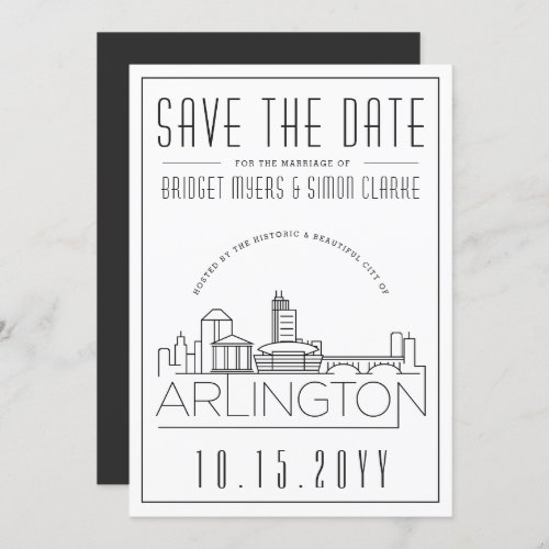 Arlington Wedding  Stylized Skyline Save the Date Invitation