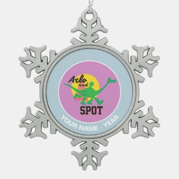 Arlo And Spot Sunset Snowflake Pewter Christmas Ornament by gooddinosaur at Zazzle