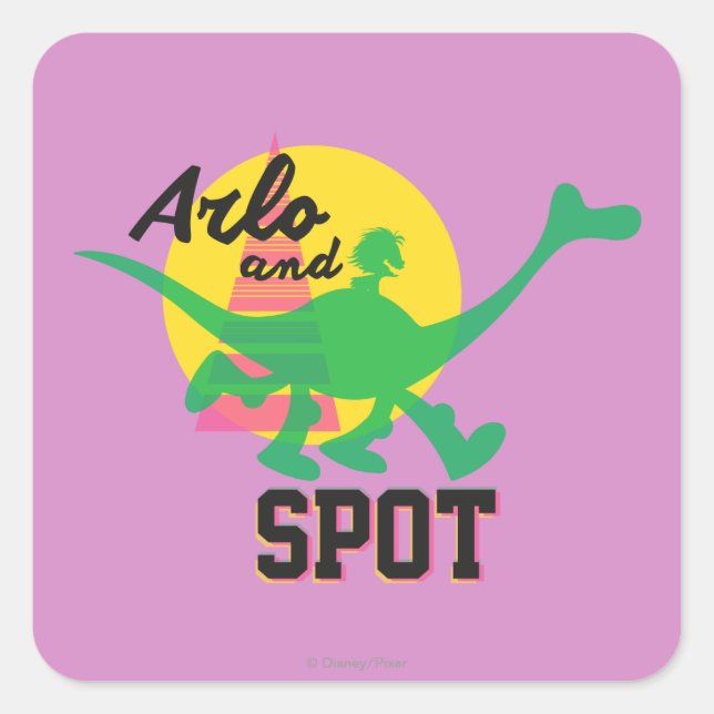 Arlo And Spot Sunset Square Sticker (Front)