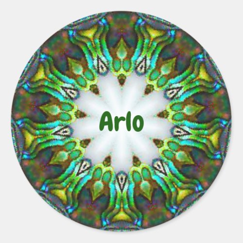 ARLO  Personalized Paua Shell Fractal  Classic R Classic Round Sticker