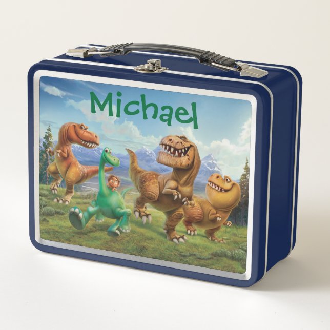 Arlo, Spot, and Ranchers In Field - Personalized Metal Lunch Box (Front)