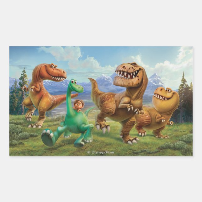 Arlo, Spot, and Ranchers In Field Rectangular Sticker (Front)