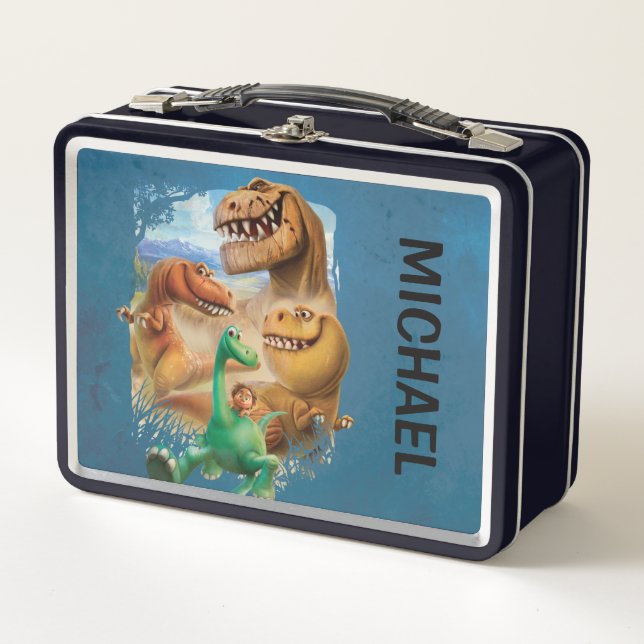 Arlo, Spot, and Ranchers In Forest Metal Lunch Box (Front)