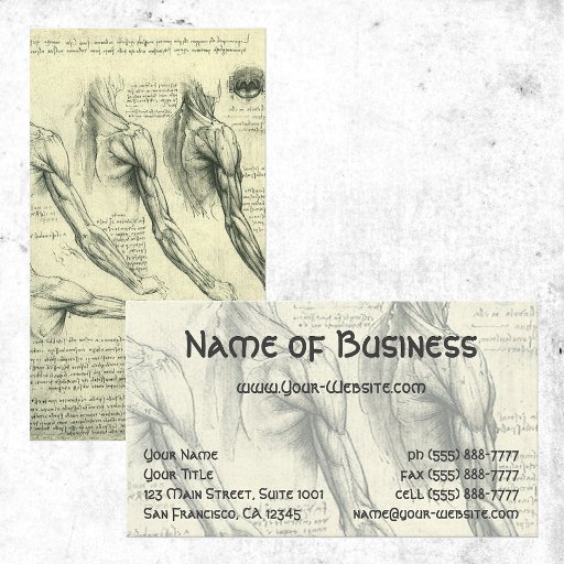 Customizable Arm and Shoulder Muscles Anatomy Leonardo da Vinci Business Card Templates