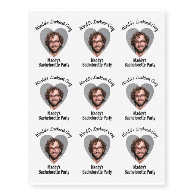 Arm Bachelorette Party Funny Photo Groom's Face Temporary Tattoos (Front)