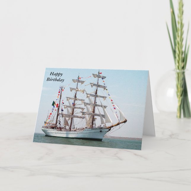 ARM Cuauhtemoc Mexican Navy Tall Ship Birthday Card (Front)