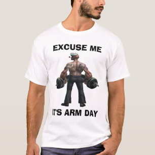 Arm day Gym Tee -Popeye with dumbbells custom text