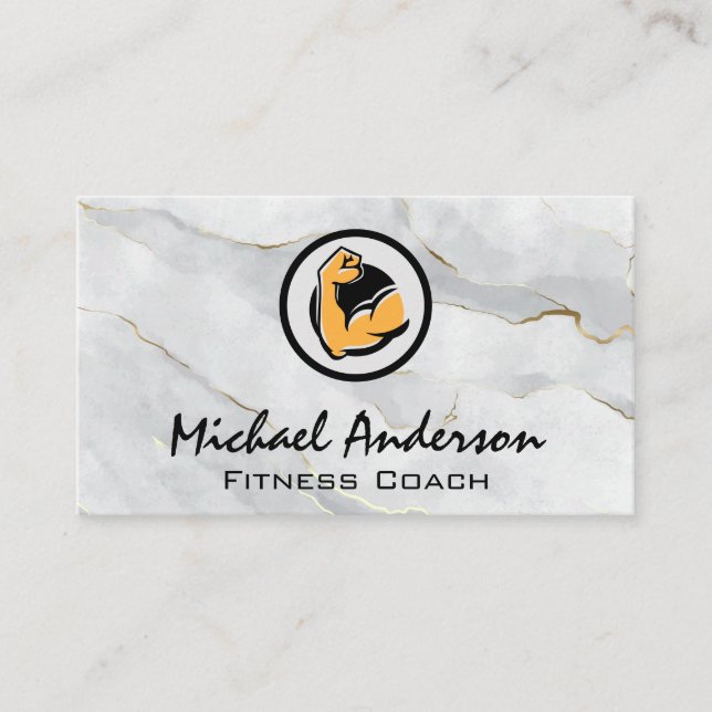 Arm Flexing Fitness Logo Business Card (Front)