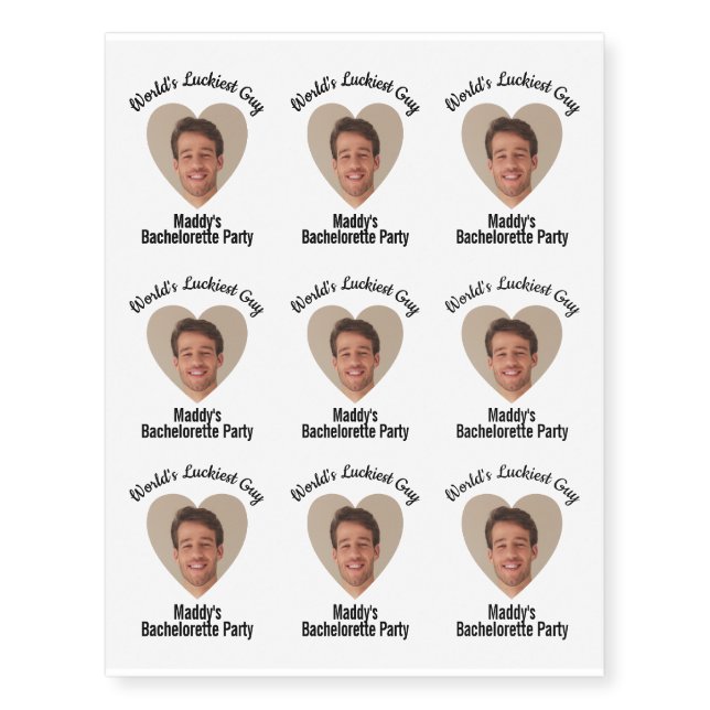 Arm Groom's Face Bachelorette Party Funny Photo  Temporary Tattoos (Front)