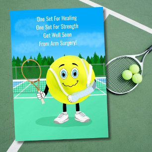 Arm Surgery Get Well Card Cute Tennis Ball in Cast