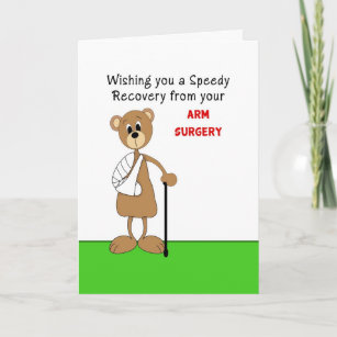 GET WELL SOON Cute teddy Bear w/ Hammer 5x6.5 Greeting Card Art #1339