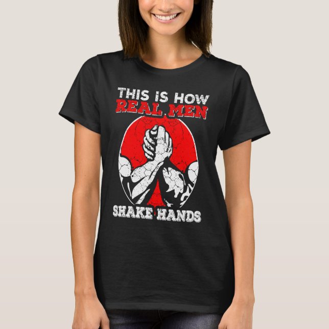 Arm Wrestling Arm Press Sports Arm Wrestler Retro T-Shirt (Front)