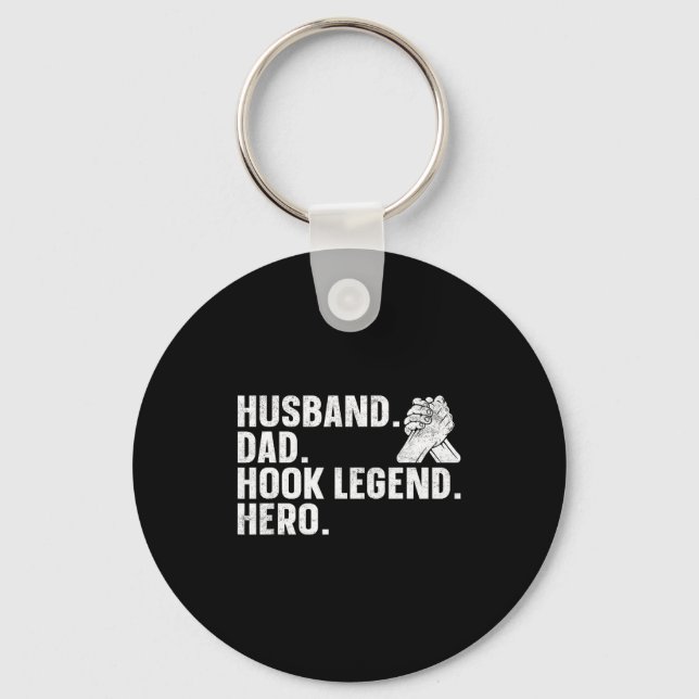 Arm Wrestling Arm Wrestler Husband. Dad. Hook Lege Keychain (Front)