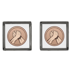Arm wrestling Bronze Cufflinks