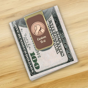 Arm wrestling Bronze Gold Finish Money Clip