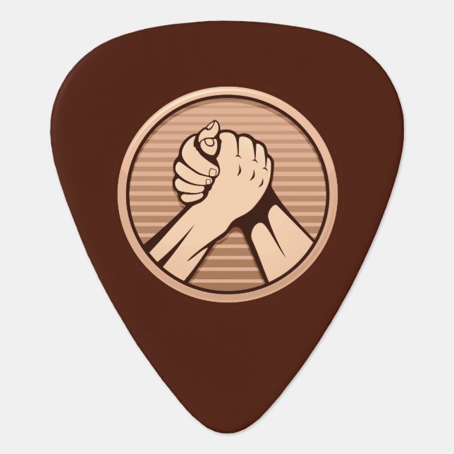 Arm wrestling Bronze Guitar Pick (Front)