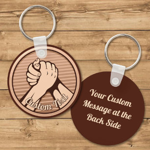 Arm Wrestling Bronze Keychain