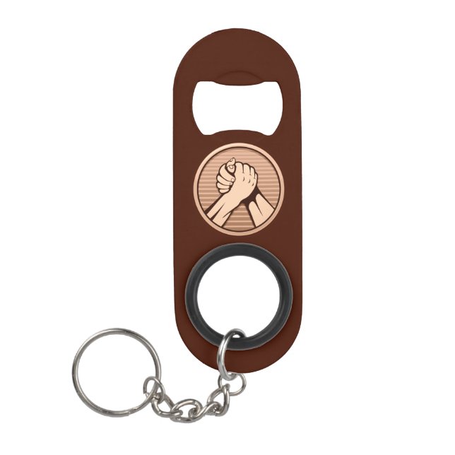 Arm wrestling Bronze Keychain Bottle Opener (Front)