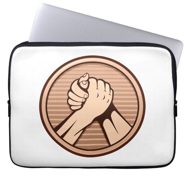 Arm wrestling Bronze Laptop Sleeve (Front)