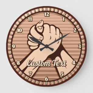 Arm wrestling Bronze Large Clock