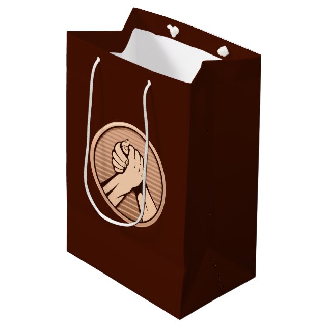 Arm wrestling Bronze Medium Gift Bag (Front Angled)