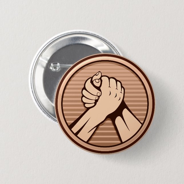 Arm wrestling Bronze Pinback Button (Front & Back)