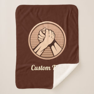 Arm wrestling Bronze Sherpa Blanket