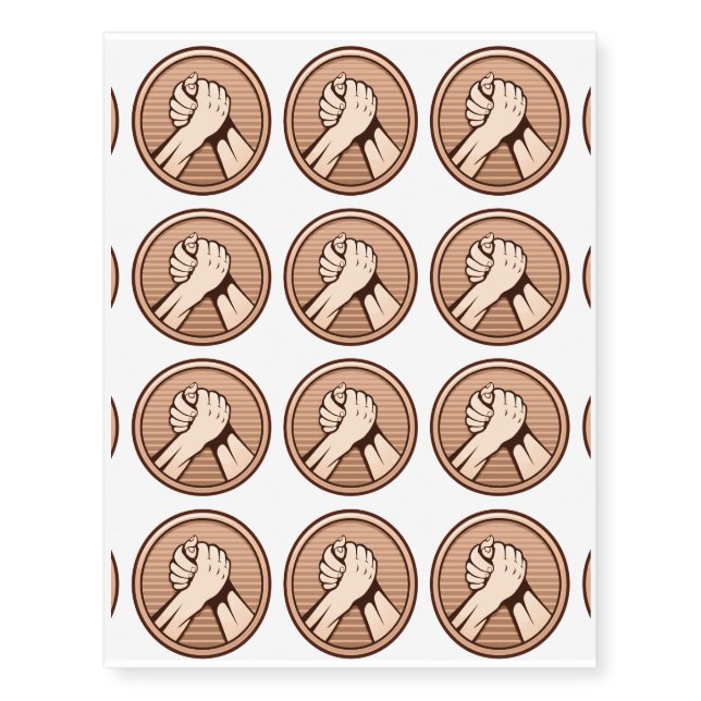 Arm wrestling Bronze Temporary Tattoos (Front)