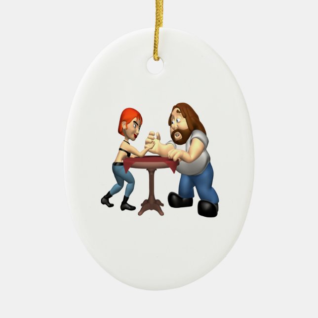 Arm Wrestling Ceramic Ornament (Front)