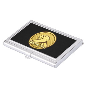 Arm Wrestling Gold Case For Business Cards