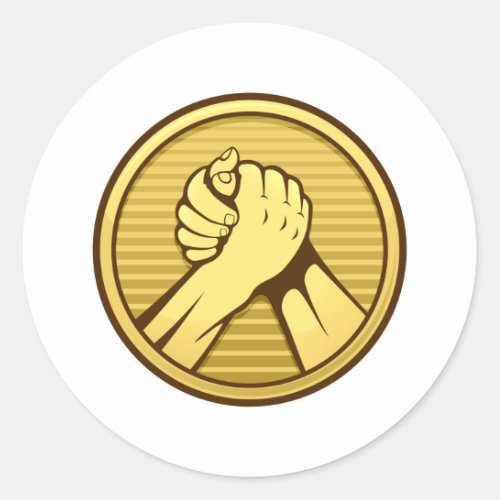 Arm wrestling Gold Classic Round Sticker