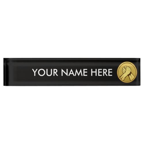 Arm wrestling Gold Desk Name Plate