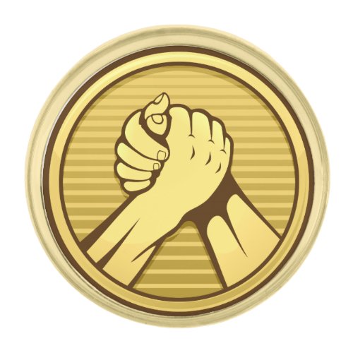 Arm wrestling Gold Gold Finish Lapel Pin