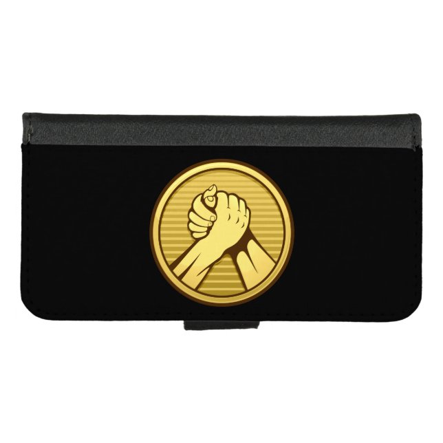 Arm wrestling Gold iPhone Wallet Case (Front (Horizontal))