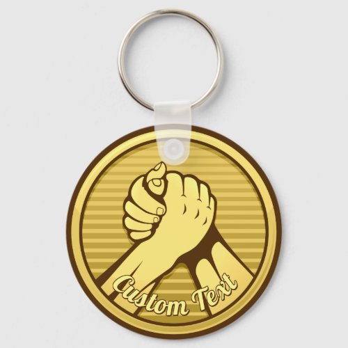 Arm Wrestling Gold Keychain