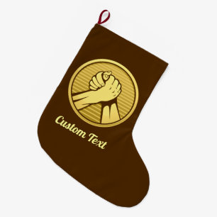 Arm wrestling Gold Large Christmas Stocking