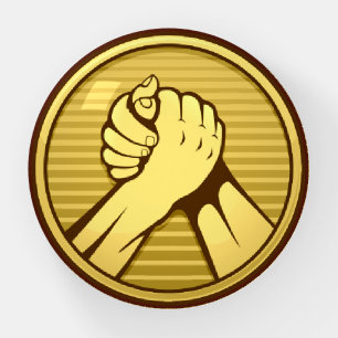Arm wrestling Gold Paperweight