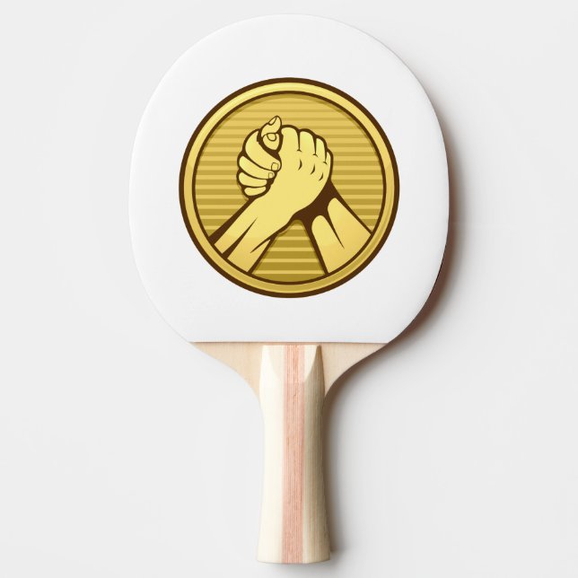 Arm wrestling Gold Ping-Pong Paddle (Front)