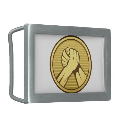 Arm wrestling Gold Rectangular Belt Buckle