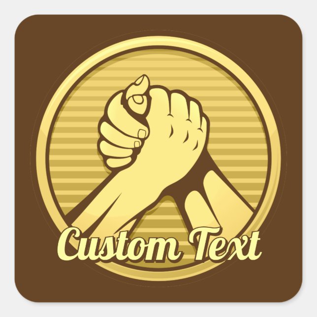 Arm wrestling Gold Square Sticker (Front)